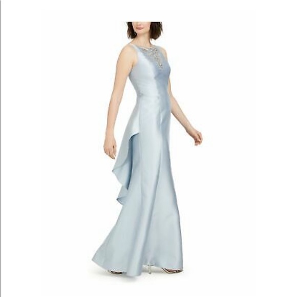 Adrianna Papell Dresses & Skirts - ADRIANNA PAPELL Light Blue Ruffled Satin Formal A-Line Dress